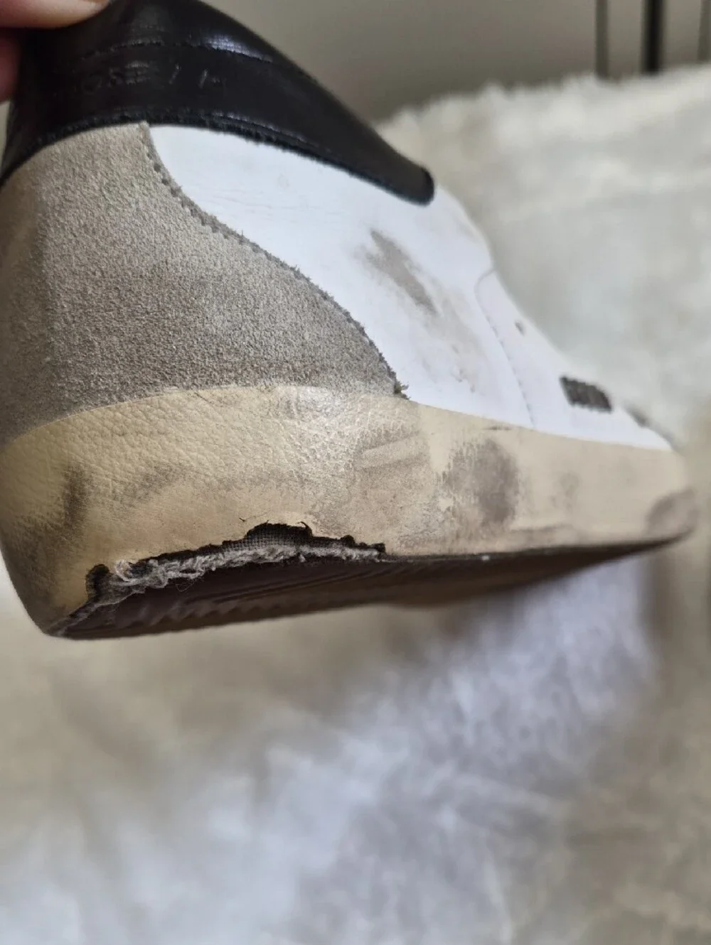 Golden Goose White Leather Low-Top Sneakers with Gray Star